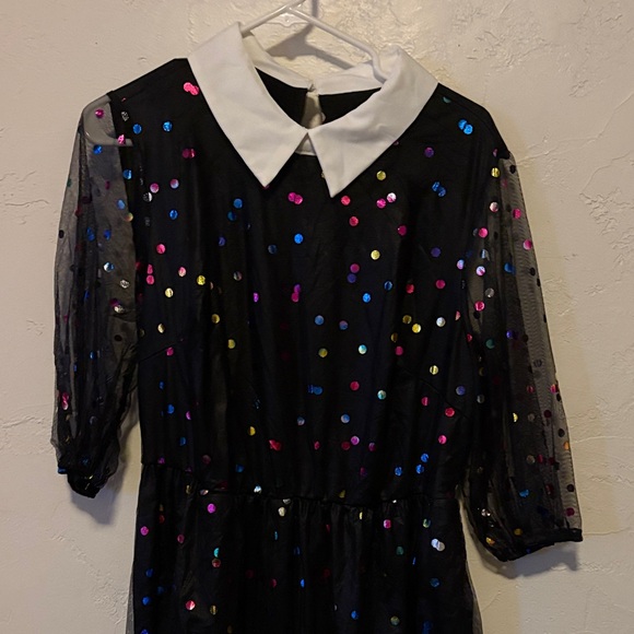 SHEIN Black Dress with Colorful Polka Dots - Picture 1 of 2